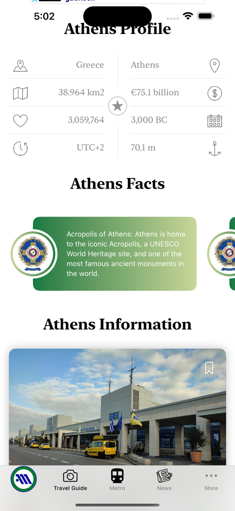 Athens Subway Map - Fatti sulla città di Atene e informazioni sulla guida turistica sull'app mobile