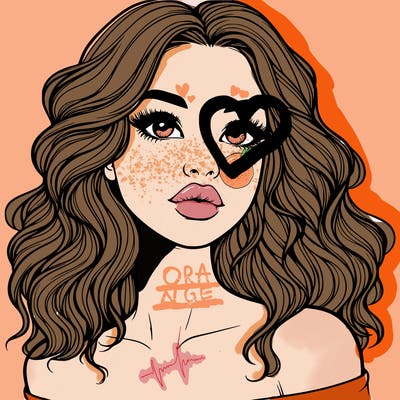 realistic girl with wavy hair and lips