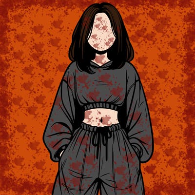 realistic girl faceless with baggy pants and a crop top