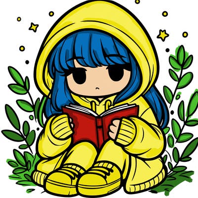 girl in oversized hoodie reading a book