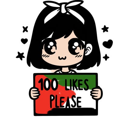 girl holding sign saying 100 likes please