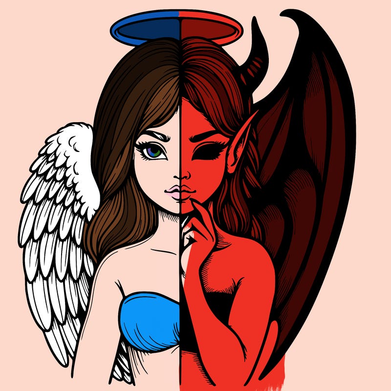 realistic angel half demon