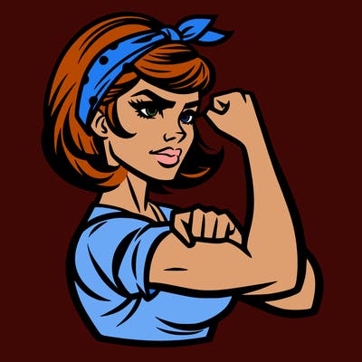 strong woman with a 60s american ad style