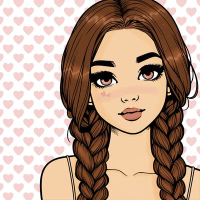 realistic girl with braids