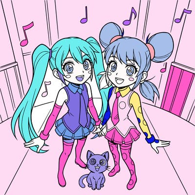 miku singing with  marinette