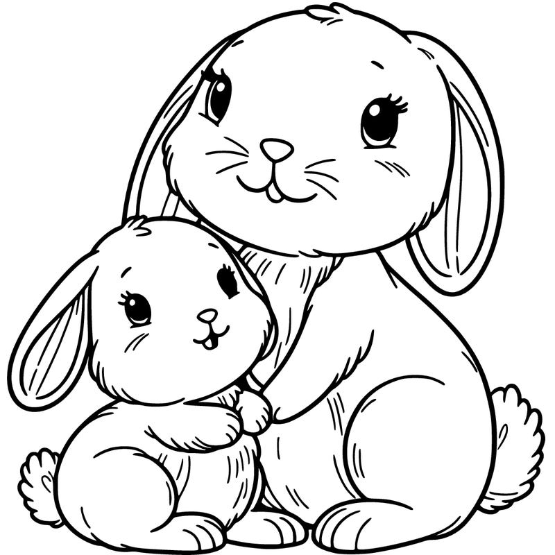 baby bunny with mama bunny