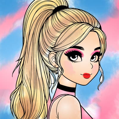 relistic girl with high ponytail