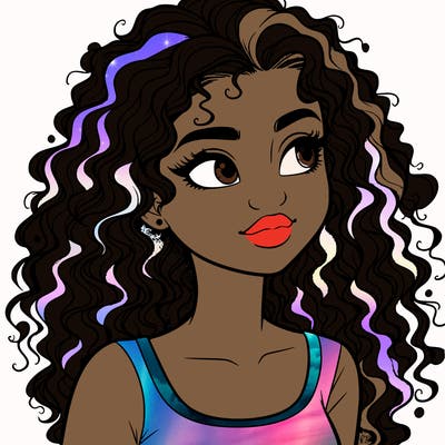 realistic girl with curly hair