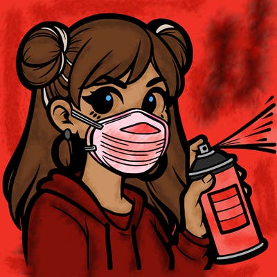 spray paint on face girl