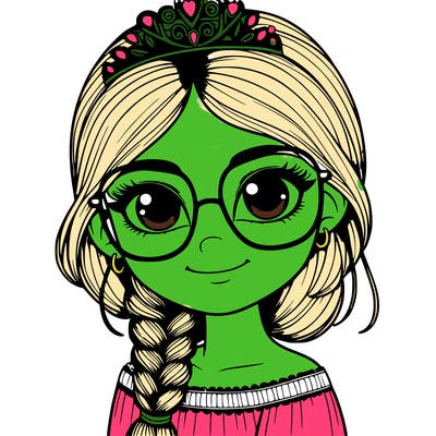 a girl with one braid and glasses who is a princess realistic