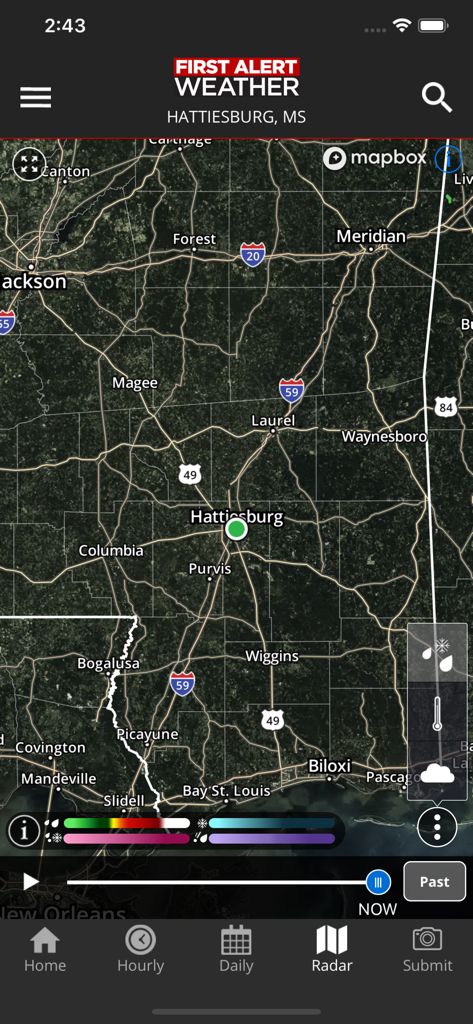 WDAM 7 First Alert Weather - Interactive weather radar map for Hattiesburg Mississippi on the WDAM 7 First Alert Weather app