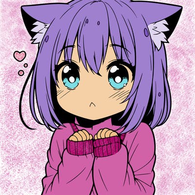 shy anime catgirl