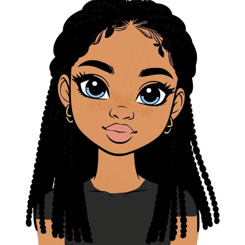 a realistic black girl with braids