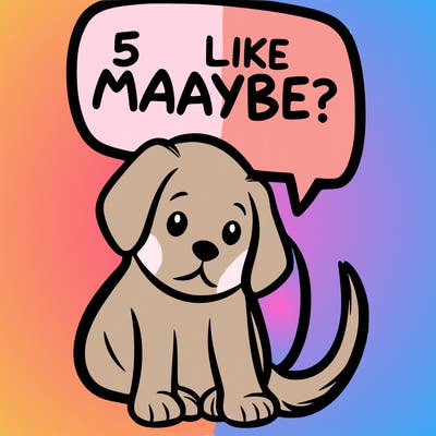 a puppy that says 5 like maybe