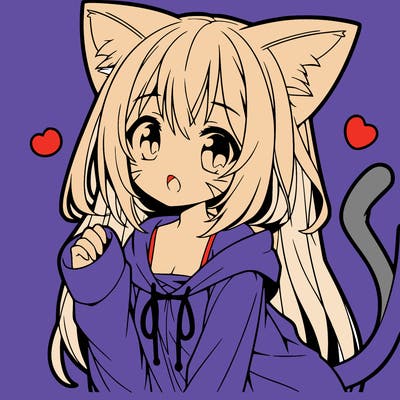 anime girl cat