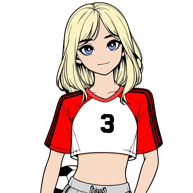 realistic girl wearing soccer jersey