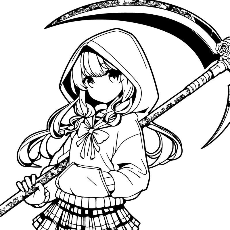 anime girl hoodie scythe hooded