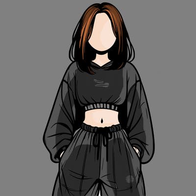 realistic girl faceless with baggy pants and a crop top