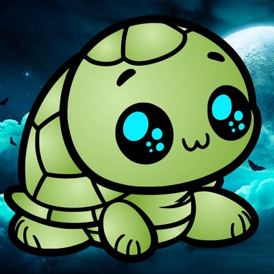 cute little animated turtle