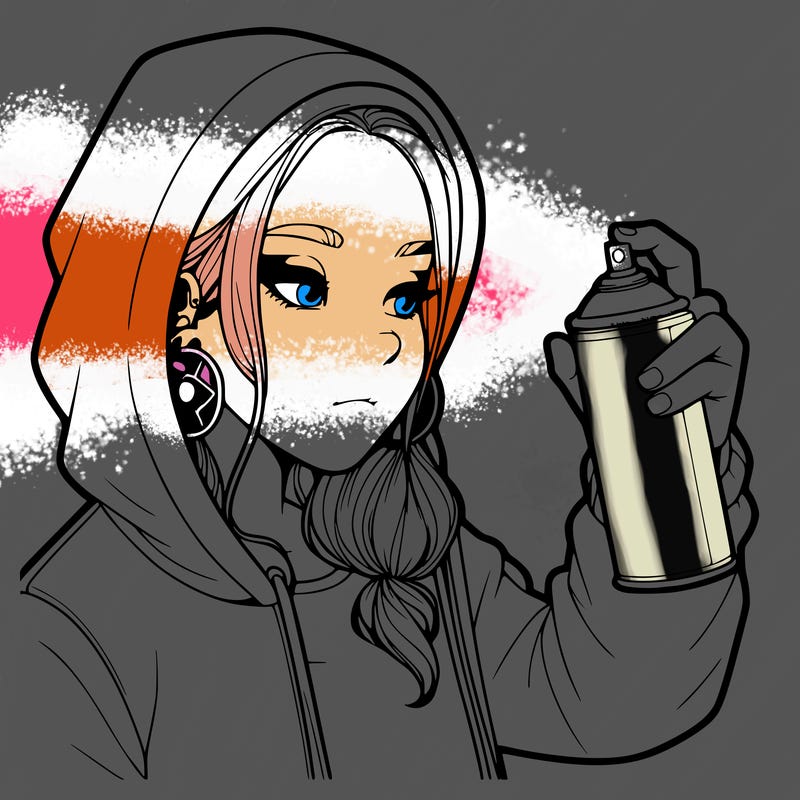 a realistic girl, spray painting