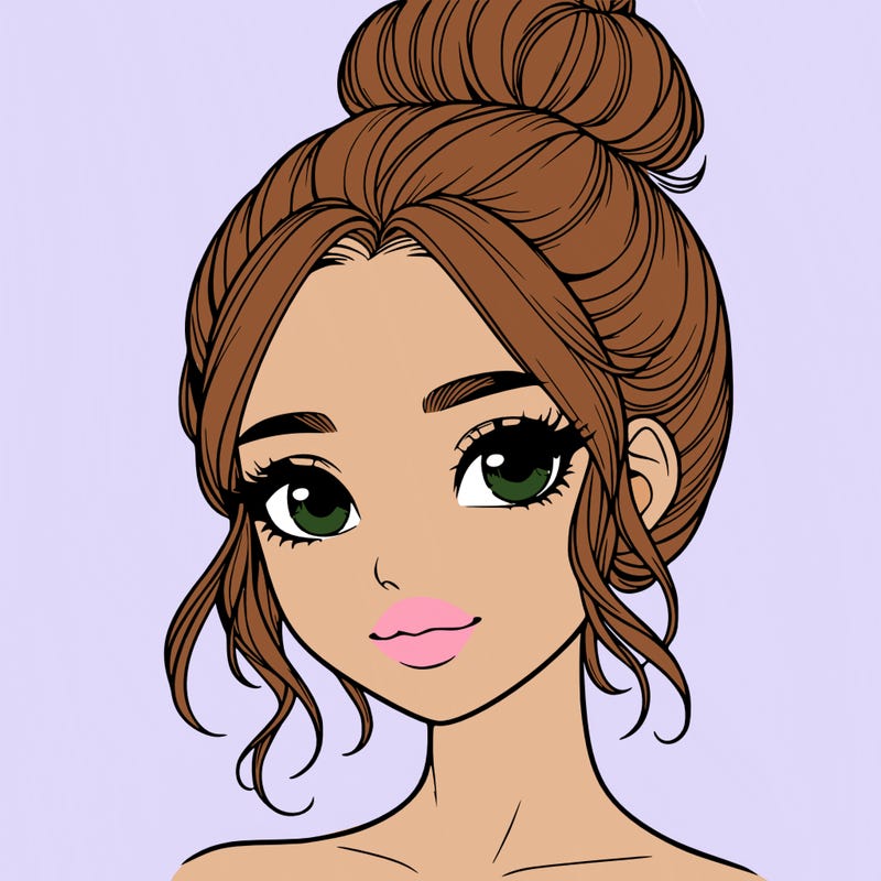 realistic pretty girl with hair in bun