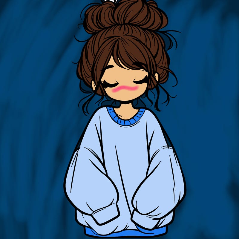 girl with baggy sweatshirt and messy bun