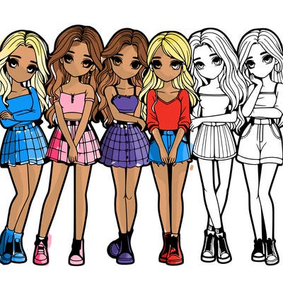 a group of girls realistic