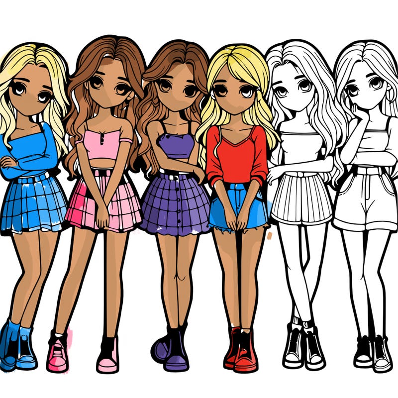 a group of girls realistic