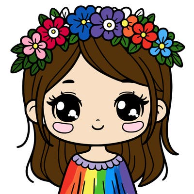 cute girl with flowers crown