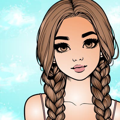 realistic girl with braids
