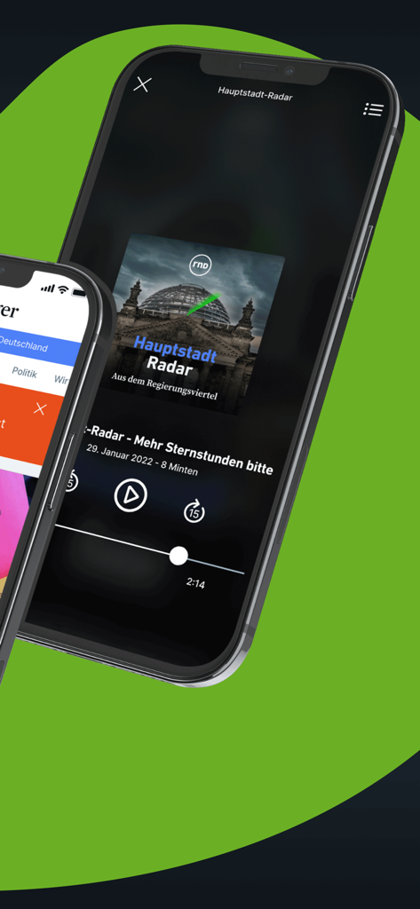 Podcast-Player-Oberfläche in der SN Nachrichten und Podcast-App auf einem iPhone