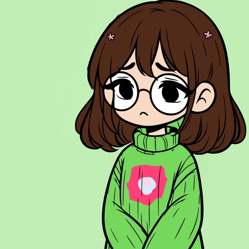 sad girl with glasses in a sweater