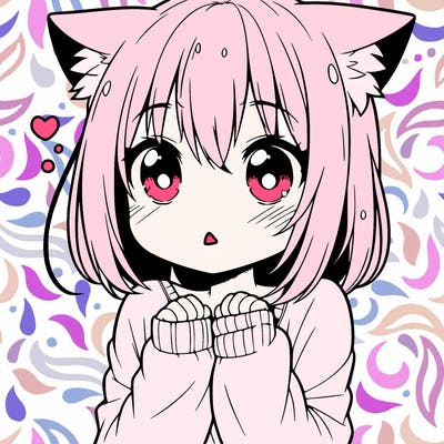 shy anime catgirl