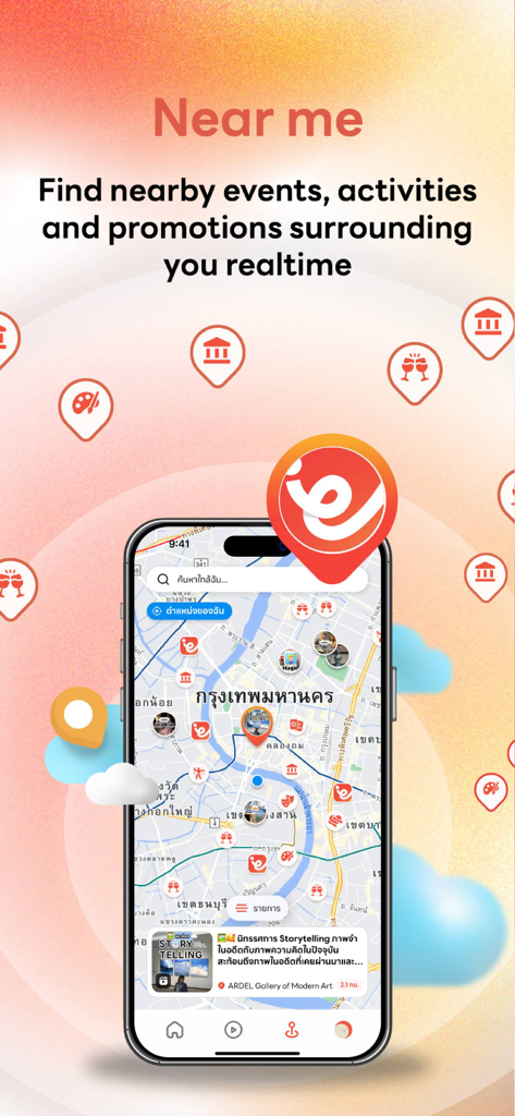 Eventpass - Eventpass app map view showing real-time local events and activities nearby
