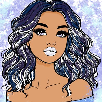 realistic girl with wavy hair and lips