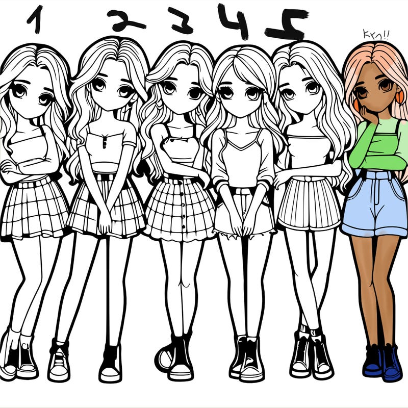 a group of girls realistic