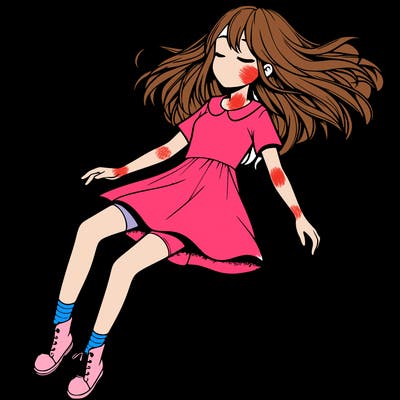 realistic girl floating