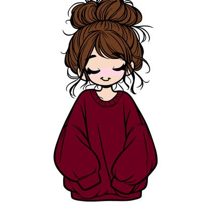 girl with baggy sweatshirt and messy bun