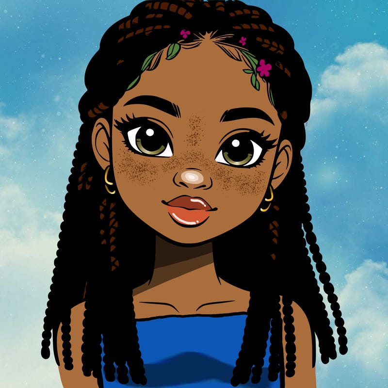a realistic black girl with braids