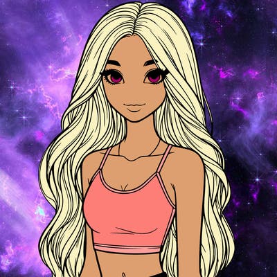 realistic girl with long hair with a crop top