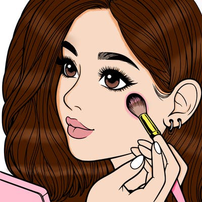 a realistic girl doing her makeup