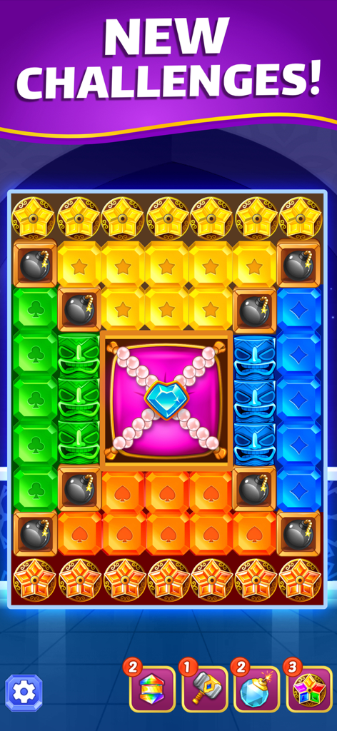 Jewel Gem - Match 3 Jewel Game - Tablero de puzle de match 3 colorido de Jewel Gem con gemas y potenciadores