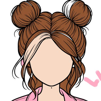 realistic girl with buns on the top of her hair