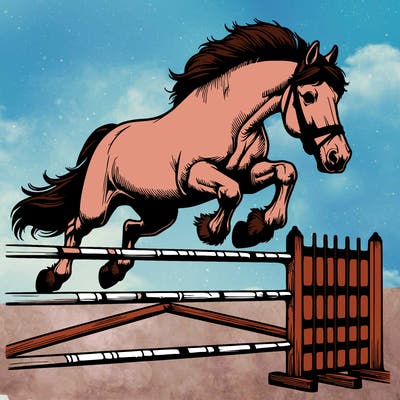 realistic horse jumping