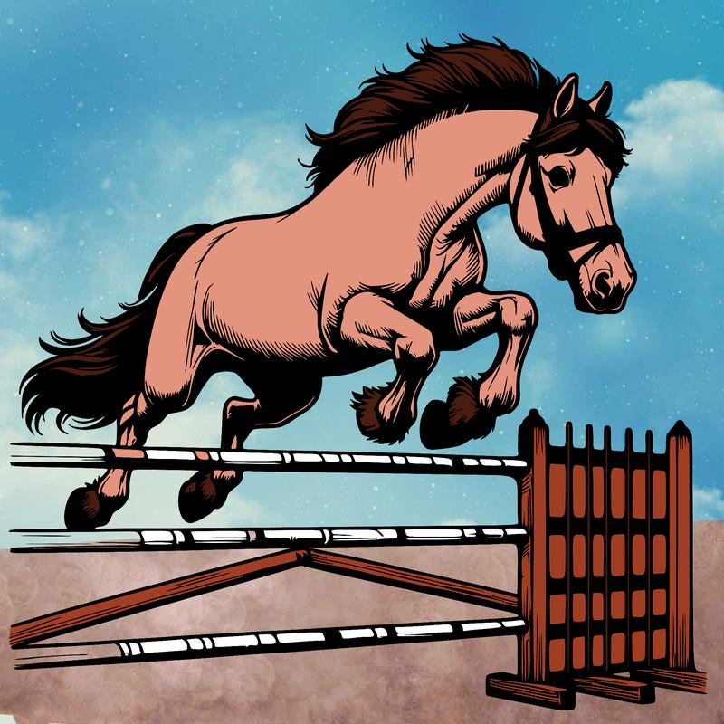 realistic horse jumping