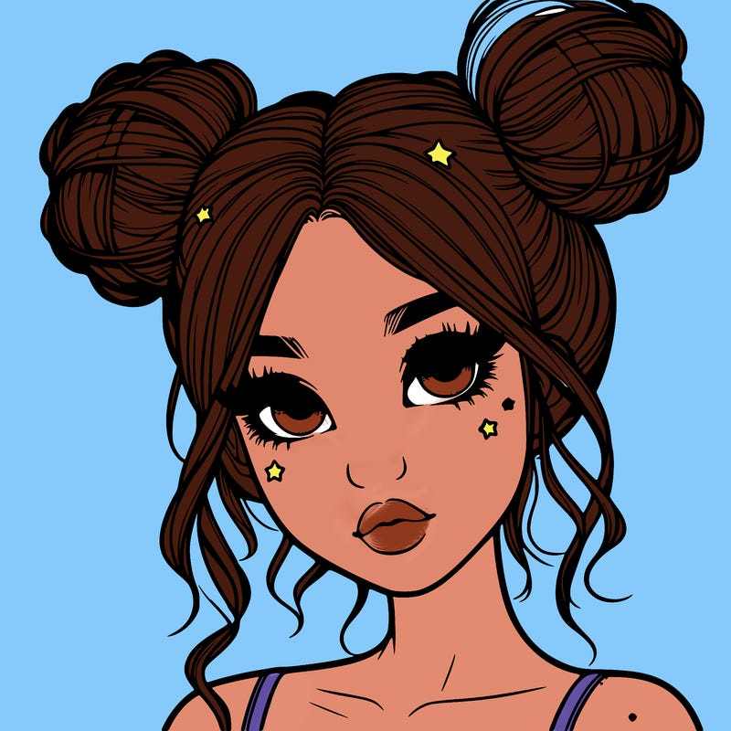 realistic girl with space buns