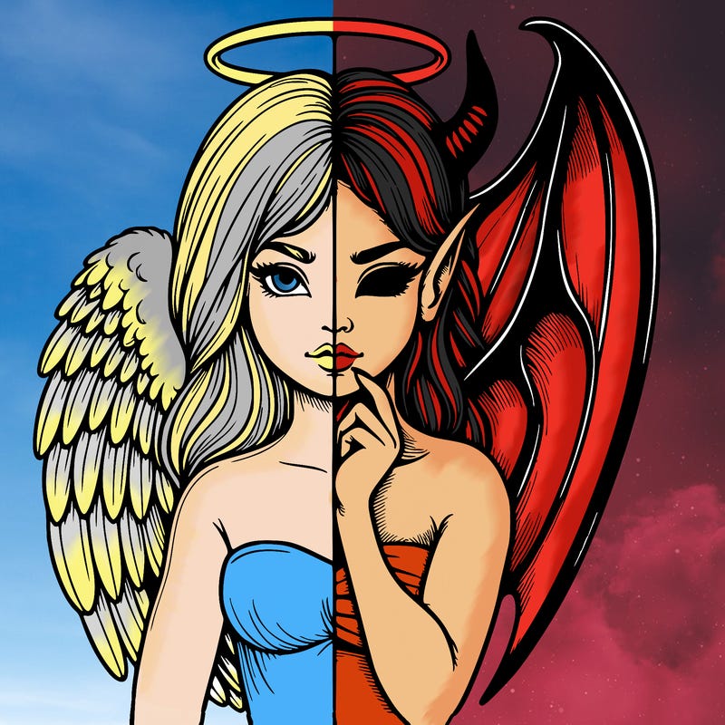 realistic angel half demon