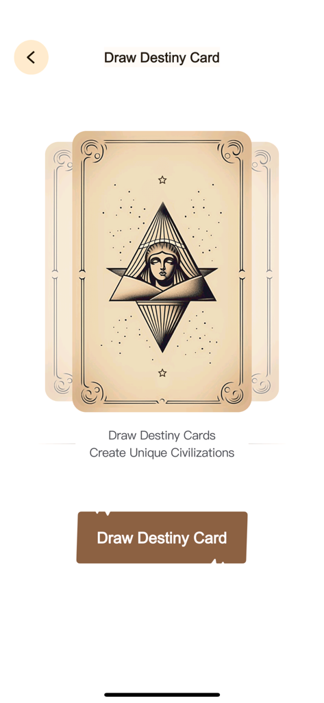 Civilization Simulator - Interface for drawing destiny cards in the Civilization Simulator game.