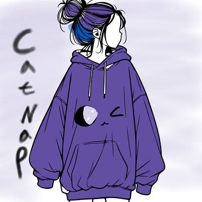 realistic girl with a oversized sweatshirt on and a bun