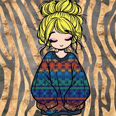 girl with baggy sweatshirt and messy bun